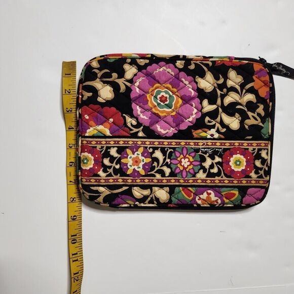 Vera Bradley Floral iPad-Tablet eReader Sleeve Case Zip Cover Quilt 10x8 Black - Picture 4 of 6